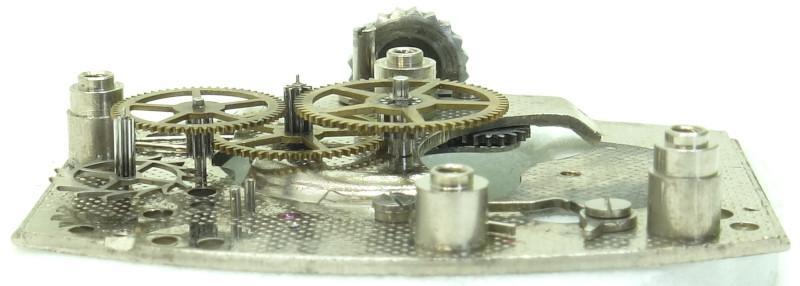 side view of the gear train Junghans J97/2: side view of the gear train