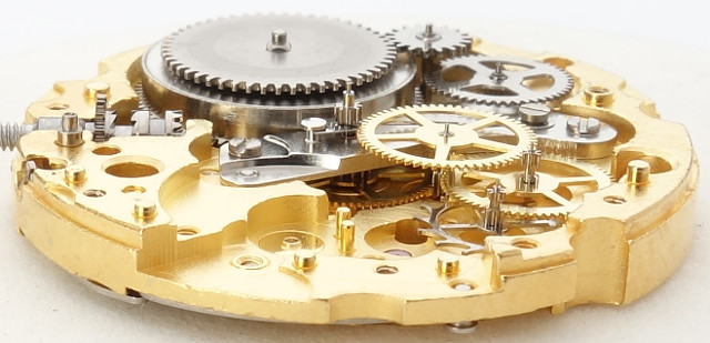 side view of the gear train Miyota 6T15: side view of the gear train