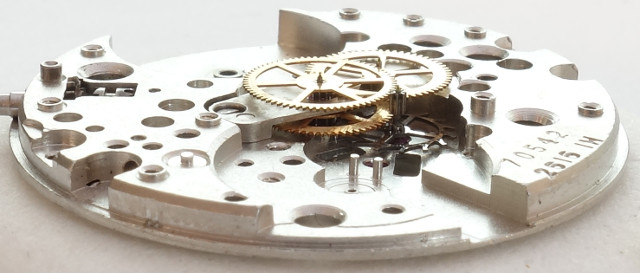 side view of the gear train Poljot 2616.1H: side view of the gear train
