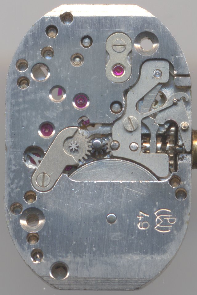 dial side, version without shock protection PUW 49: dial side, version without shock protection