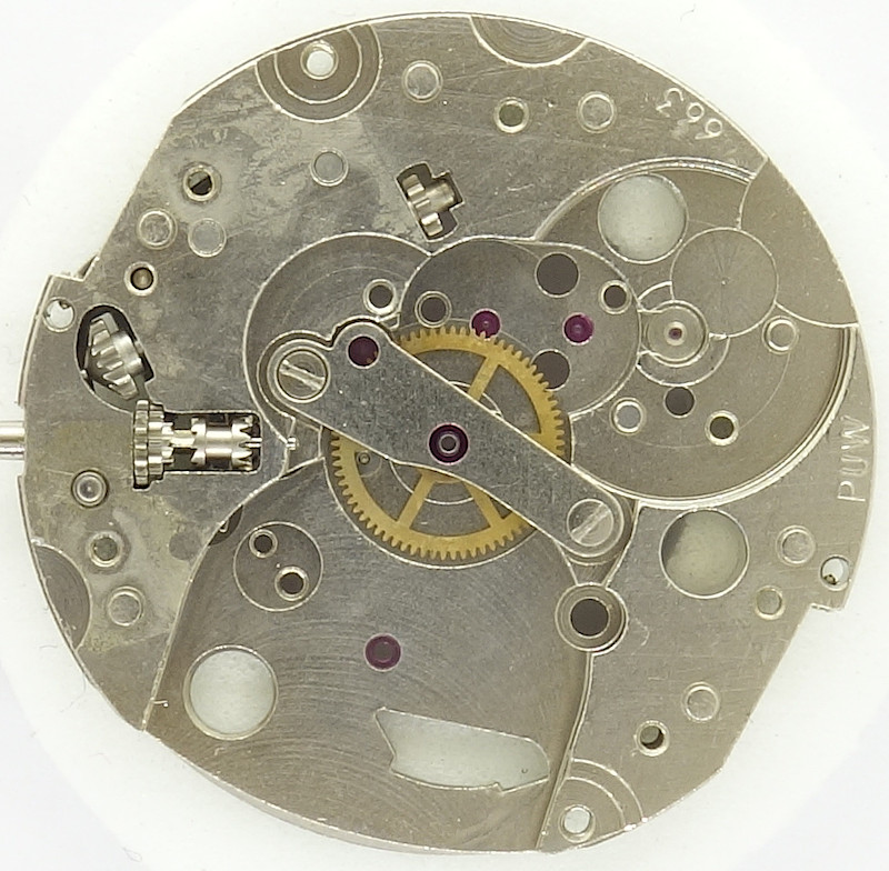 base plate with minute wheel bridge PUW 663: base plate with minute wheel bridge