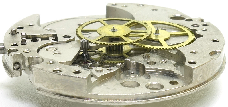 side view of the gear train Raketa 2614.H: side view of the gear train