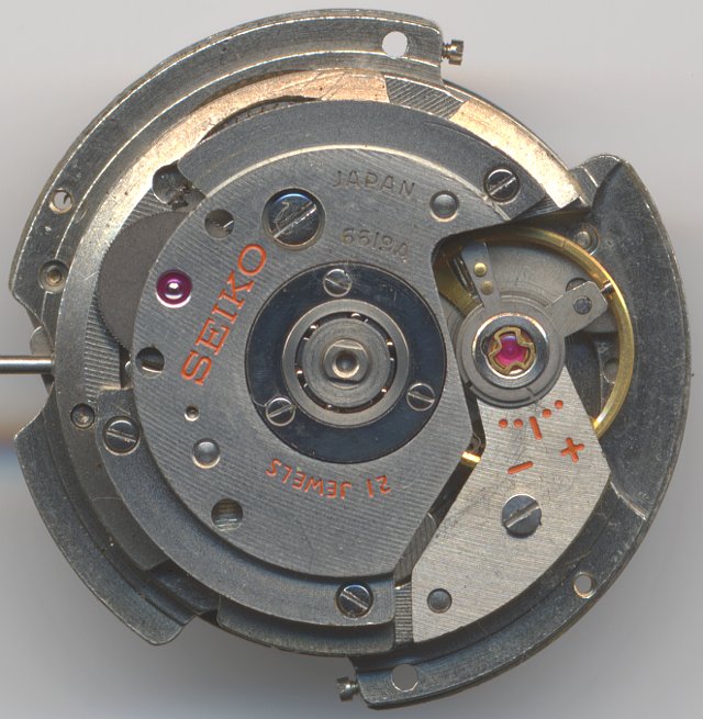 movement view with detached oscillating weight Seiko 6619A: movement view with detached oscillating weight