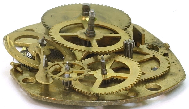 side view of the gear train Timex M21: side view of the gear train