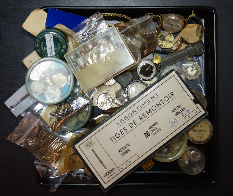 lots of spare parts and movements